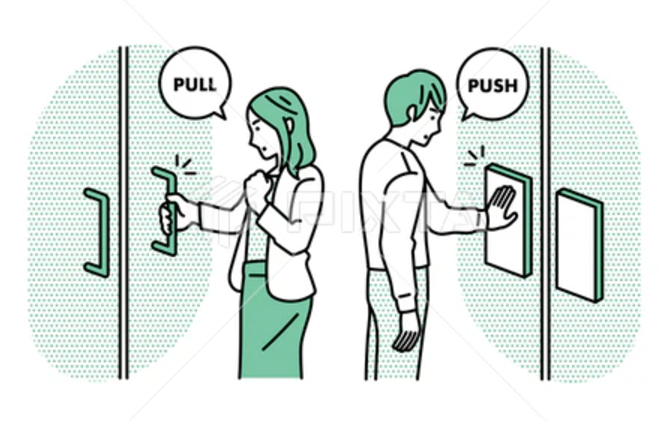 Affordance imagie showing push/pull door